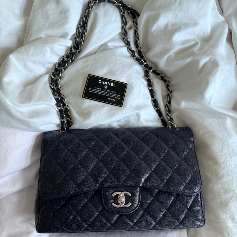 Chanel Double Flap Caviar Leather Purse